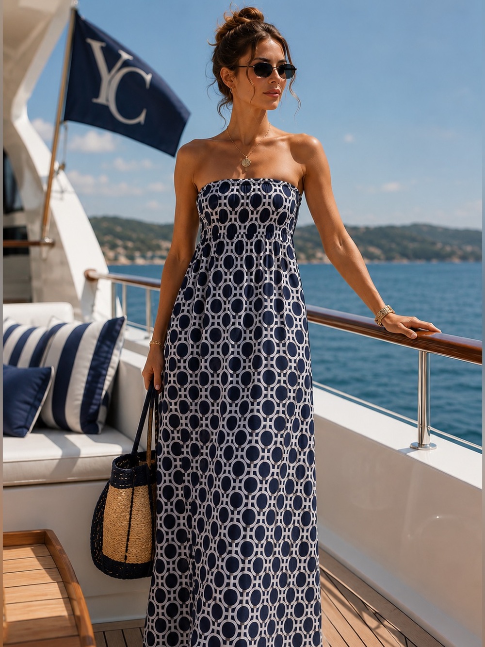 Tart Collection Navy Blue Strapless Maxi Dress